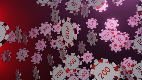 Falling Poker Chips. Colorful chips on gradient background. Online casino concept. Gambling.	
