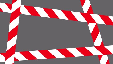 Red Barricade Tape Flat Animation with Mask, Four Different Animation Types of Red Barricade