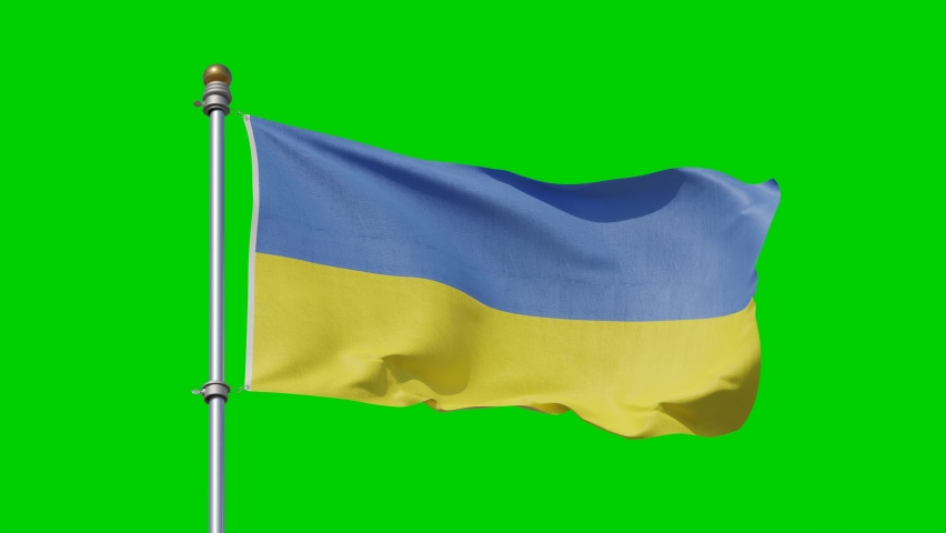 Ukraine Flag on Green background. Realistic 4K. 30 fps flag of the Ukraine. Ukraine flag waving in the wind. Seamless loop with highly detailed fabric texture. Russia vs Ukrain. War. Putin army. | Shutterstock HD Video #1088164423