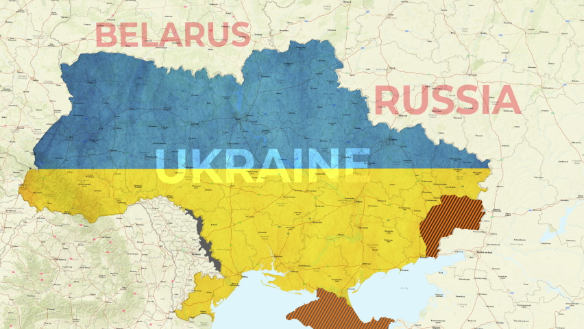 Ukraine war Animated map of Russia invasion of Ukraine, the movement of troops. as of February 24, 2022, UHD 4K 3D Renderd Royalty-Free Stock Footage #1088168597