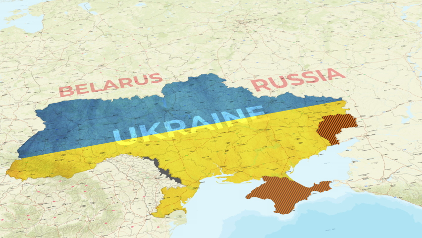 Ukraine war map, Animated map of Russia invasion of Ukraine, the movement of troops. as of February 24, 2022, UHD 4K 3D Renderd | Shutterstock HD Video #1088168599