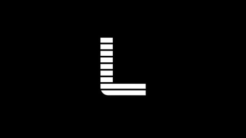 White picture of L on a black background. alphabet. Distortion liquid style transition icon for your project. 4K video animation for motion graphics and compositing.