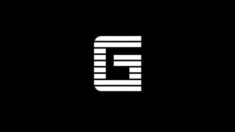 White picture of G on a black background. alphabet. Distortion liquid style transition icon for your project. 4K video animation for motion graphics and compositing.