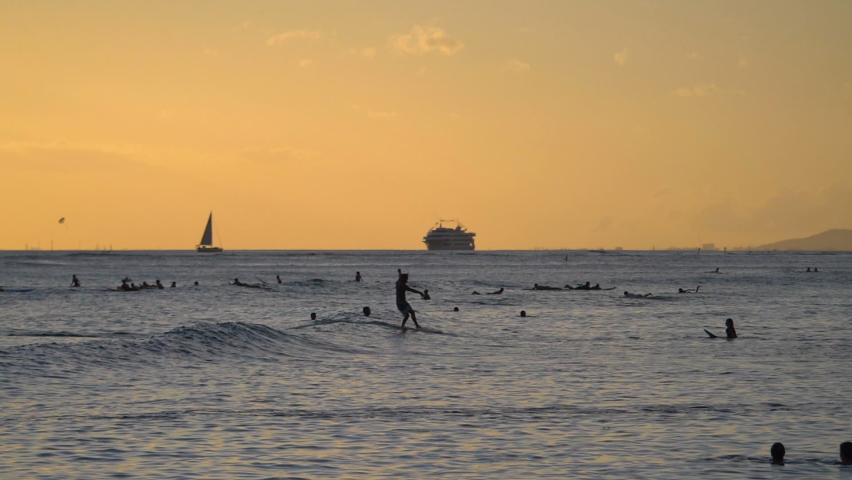 Sunset over the ocean in Hawaii in slow motion 180fps
