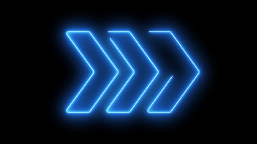Set of 3 animated neon arrow signs in alpha channel, Glowing directional blue signal, Decorative LED light animation, Motion Graphic design element. | Shutterstock HD Video #1088179449