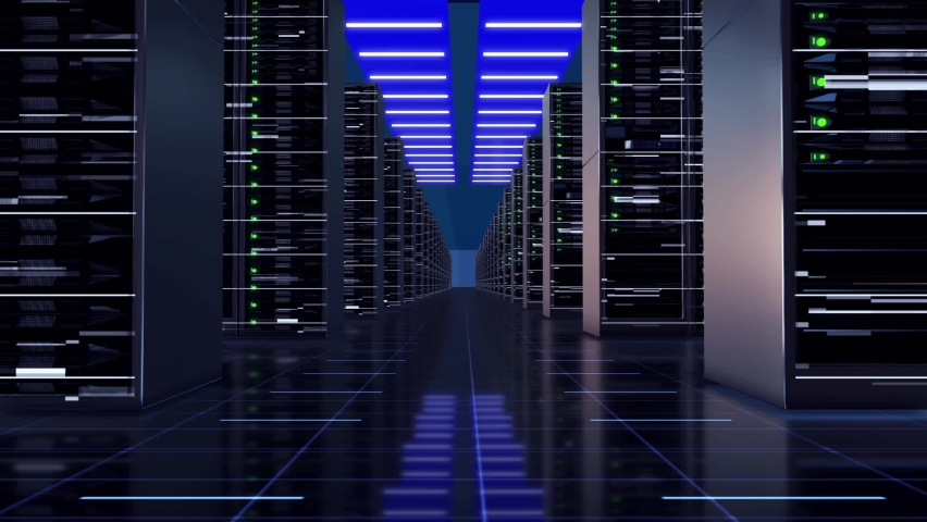 Cloud Computing Big Data Server Room Stock Footage Video (100% Royalty 