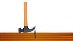 Claw hammer use animation. Remove the stuck nail with hammer. Unscrew nails from wood board. Science. Physics. Lever, leverage type, moment, force  power. Furniture plumbing, home repair footage video - Powered by Shutterstock - Get 15% off with code: PIKWIZARD15
