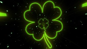 Four Leaf Clover Shape St. Patrick's Day  Neon Lights Tunnel  VJ Loop Moving Background - Powered by Shutterstock - Get 15% off with code: PIKWIZARD15