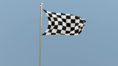 Checkered racing flag. Start race waving flag. Sports concept. 3D render.