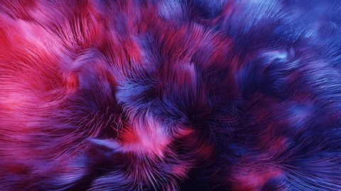 Hair simulation. Live curls underwater like fur or multi-colored threads, hair. Volumetric lights. Mist and DOF bokeh effects. Mysterious background with live curved lines, close-up. 4k looped bg.