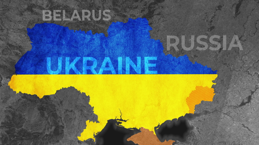 Ukraine war Animated conflict map of Russia invasion of Ukraine, the movement of troops. as of February 24, 2022, UHD 4K 3D Renderd Royalty-Free Stock Footage #1088190521