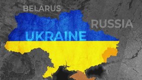 Ukraine war Animated conflict map of Russia invasion of Ukraine, the movement of troops. as of February 24, 2022, UHD 4K 3D Renderd