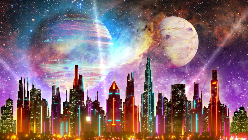 Sci-fi City in 4k. Cyberpunk Wallpaper  | Shutterstock HD Video #1088191147