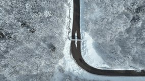Winding Roads on the Winter Season Kartepe National Park Drone Video Kocaeli Izmit Turkey