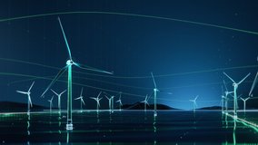 Concept: Futurustic Vizualization of Offshore Wind Farm Produces Clean Energy In Absract Digital Environment - Powered by Shutterstock - Get 15% off with code: PIKWIZARD15