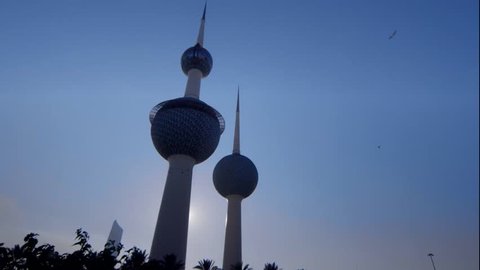 KUWAIT CIRCA 2013 -  Sun is setting behind a famous landmark in Kuwait City.