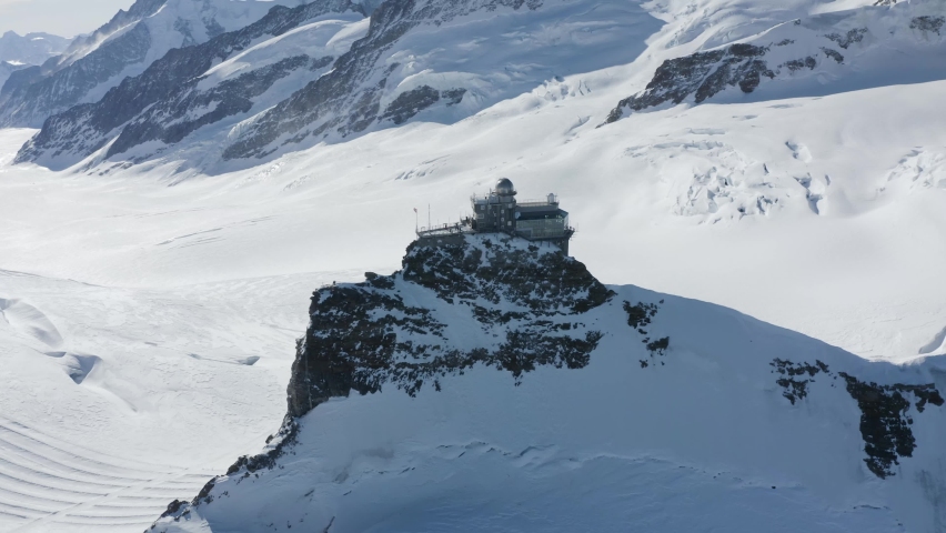 aerial view jungfraujoch building on mountain Stock Footage Video (100% ...