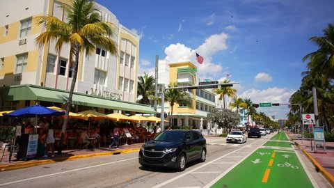 Miami Beach, FL, USA - March 12, 2022: South Beach Spring Break 2022 4k 60fps for slow mtion conversion