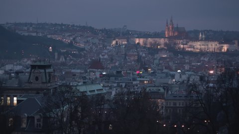 Night panorama of Prague castle  