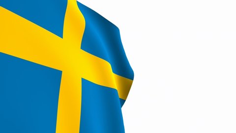 Sweden flag video. 3d Sweden Flag Slow Motion video. the national flag fluttering freely Inside white background. Full HD resolution video. close-up view.