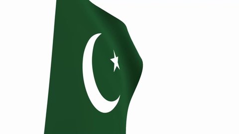 Pakistan flag video. 3d Pakistan Flag Slow Motion video. the national flag fluttering freely Inside white background. Full HD resolution video. close-up view.
