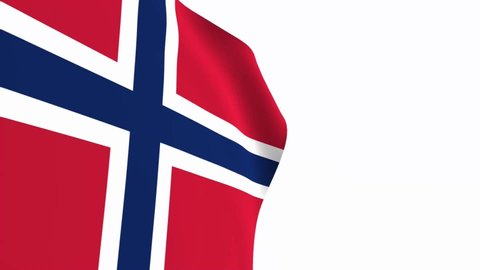 Norway flag video. 3d Norway Flag Slow Motion video. the national flag fluttering freely Inside white background. Full HD resolution video. close-up view.