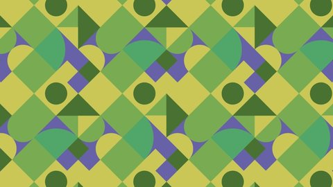 Geometric tiles in abstract animated pattern. Motion graphic background in a flat design. Abstract geometric mosaic with very peri violet elements