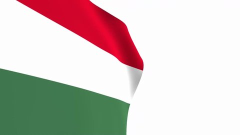 Hungary flag video. 3d Hungary Flag Slow Motion video. the national flag fluttering freely Inside white background. Full HD resolution video. close-up view.