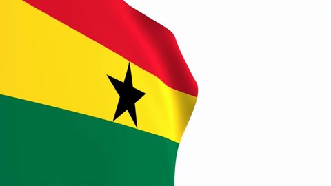 Ghana flag video. 3d Ghana Flag Slow Motion video. the national flag fluttering freely Inside white background. Full HD resolution video. close-up view.