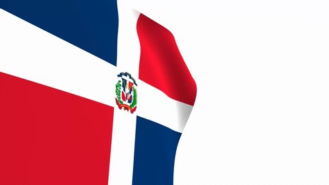 Dominican Republic flag video. The 3d Dominican Republic Flag Slow Motion video. the national flag fluttering freely Inside white background. Full HD resolution video. close-up view.