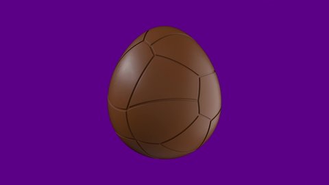 Easter egg breaking apart to reveal Happy Easter text.