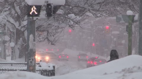 Owen sound, Ontario, Canada January 2015 Heavy snow storm in city
