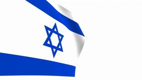 Israel flag video. 3d Israel Flag Slow Motion video. the national flag fluttering freely Inside white background. Full HD resolution video. close-up view.