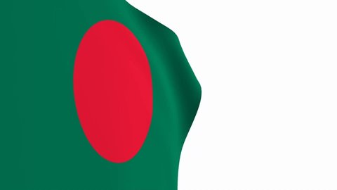 Bangladesh flag video. 3d Bangladesh Flag Slow Motion video. the national flag fluttering freely Inside white background. Full HD resolution video. close-up view.