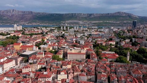 Aerial view of the terracotta rooftops at the Old Town Split.Split is the second largest city of Croatia and the largest city in the region of Dalmatia. It lies on the eastern shore of the Adriatic Se