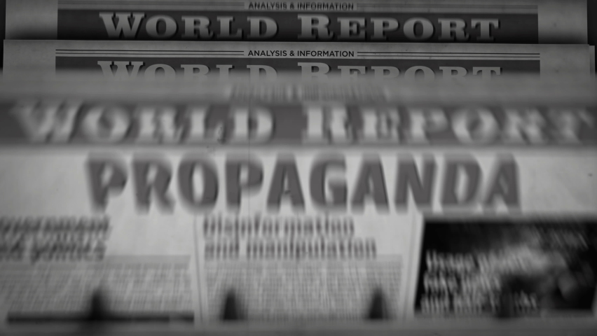 Propaganda, fake news, manipulation and disinformation. Vintage newspaper printing abstract concept. Retro 3d black and white animation. | Shutterstock HD Video #1088223245