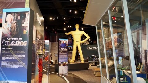 Oklahoma MAR 12 2022 - Tulsa golden driller display in the Oklahoma History Center