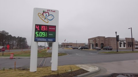 ZEBULON , NC , United States - 03 09 2022: High Gas and Diesel Prices