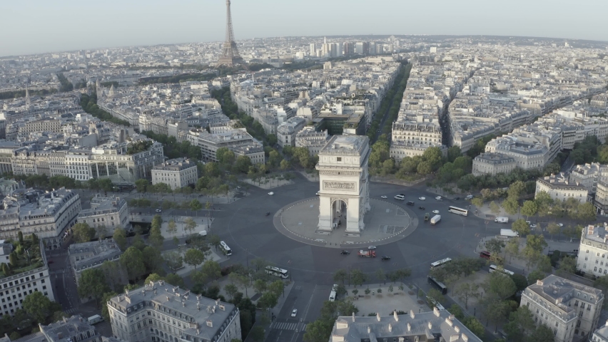 Arc De Triomphe Aerial, Paris France Royalty-Free Stock Footage #1088226415