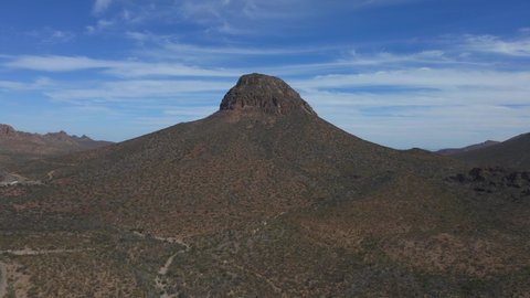 Cactus and Mountain Landscape in Baja California, Mexico. Aerial View
