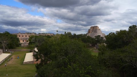 Pyramid of Magician in Uxmal Archeological Site, Ancient Mayan City in Yucatan, Mexico