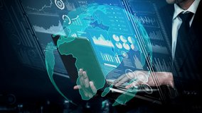 Big Data Technology for Business Finance Analytic conceptual. Modern graphic interface shows massive information of business sale report, profit chart and stock market analysis on screen monitor. - Powered by Shutterstock - Get 15% off with code: PIKWIZARD15