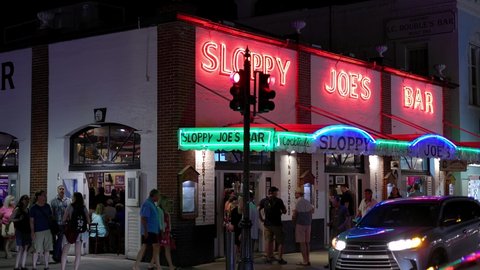 Famous Sloppy Joes Bar on Key West by night - MIAMI, USA - FEBRUARY 14, 2022