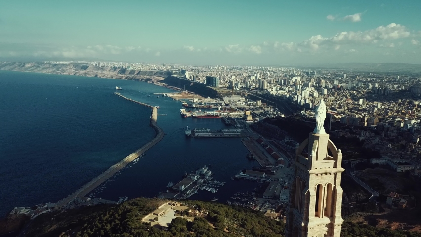 Aerial view of Fort Santa Cruz and Oran, Algeria | Shutterstock HD Video #1088238233