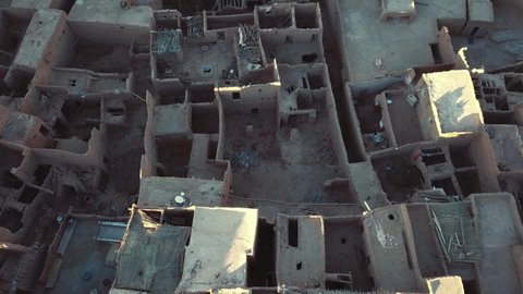 Aerial view of the authentic ancient Taghit in the Sahara Desert, Algeria