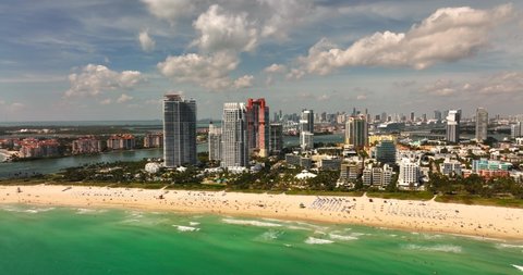 Aerial 5k panorama Miami Beach 2022 Spring Break