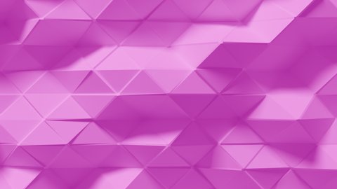 Abstract Polygonal Geometric Surface Loop 8 Light Pink. Smooth animation of a triangular polygon mesh in vibrant pink. Low poly motion background. Playful minimal backdrop. Seamless loop.
