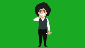 
Business Woman Character brushing teeth animation video with green screen transparent background footage