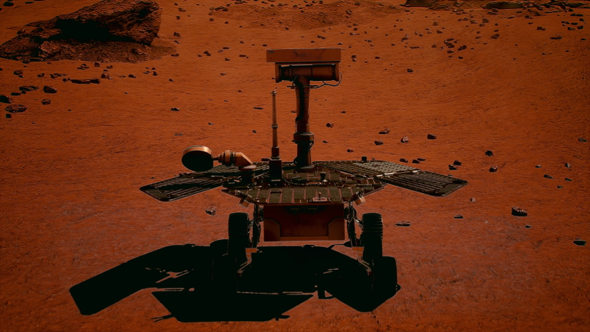 Mars. The Perseverance rover deploys its equipment against the backdrop of a true Martian landscape. Exploring Mission To Mars. Colony on Mars. Elements of this video furnished by NASA. 3d rendering - Powered by Shutterstock - Get 15% off with code: PIKWIZARD15
