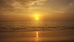 Professional video sunset tropical beach sea. New normal after covid-19. Hawaii beach beautiful tropical beach with a sunset sky. Beautiful Hawaii beach is a famous tourist destination in Andaman sea